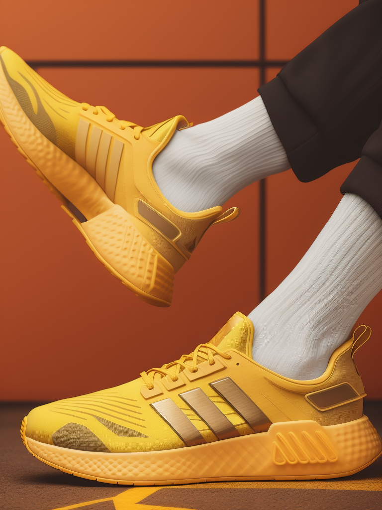 hyper realistic image of adidas hi-tech sports sneakers modern fashion, deep atmosphere, saturation, vibrance, sharp on details