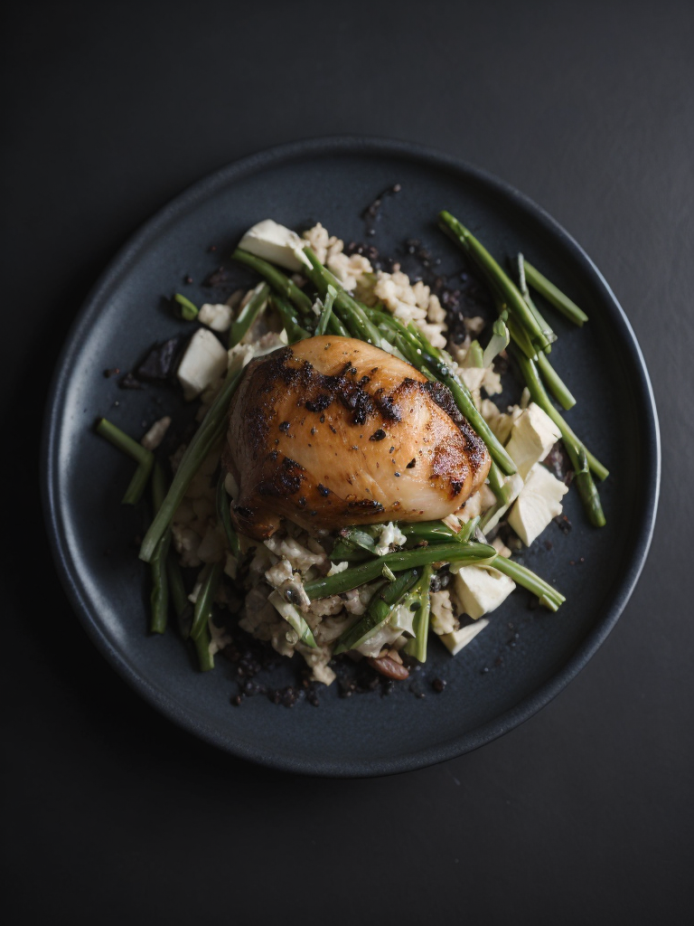 Chicken and Goat Cheese dish, photo, top view