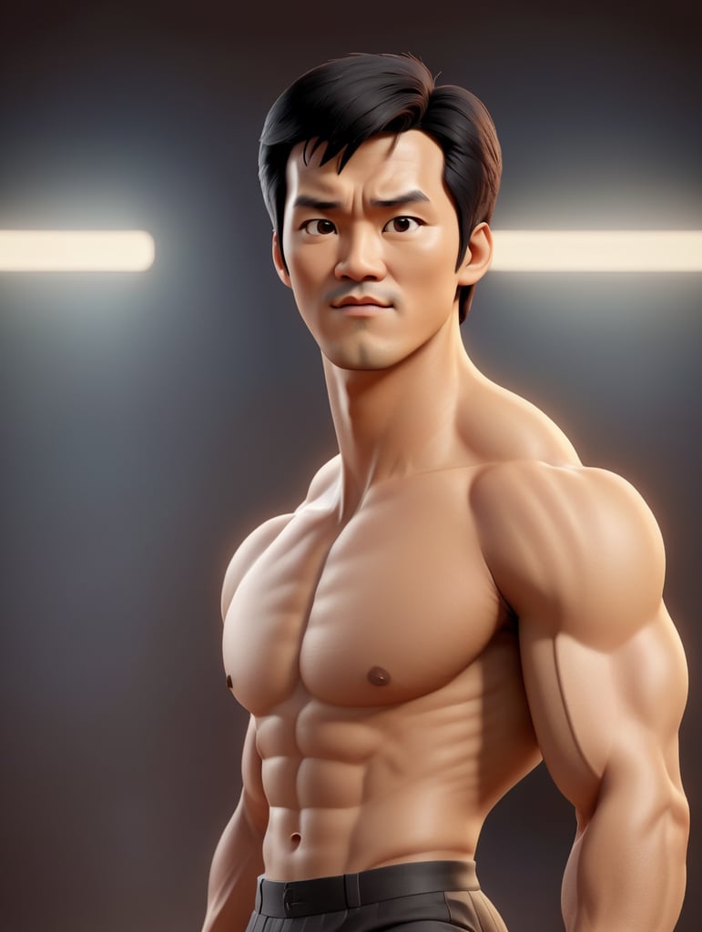 Bruce Lee standing looking at camera