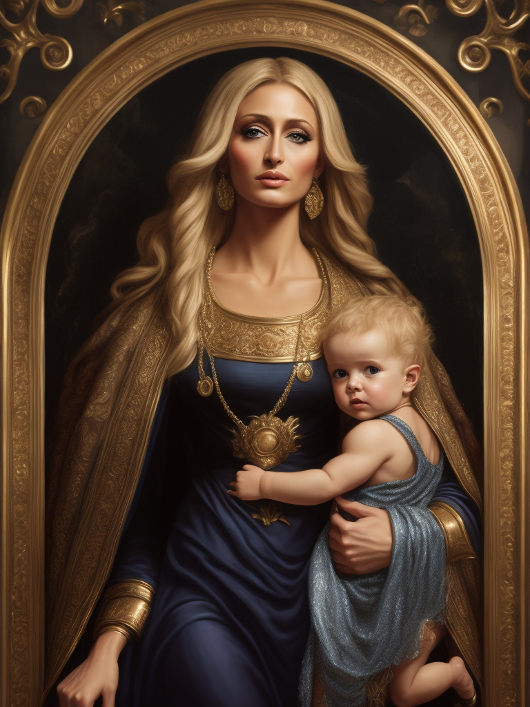 Paris Hilton as Madonna and Child in a Raphael painting