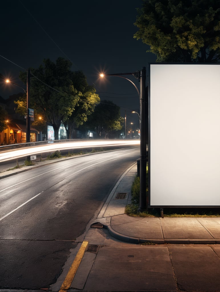 fully visible billboard at night street