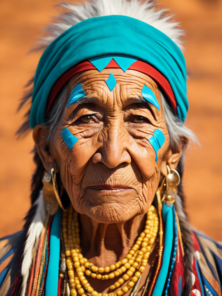 native american old woman 100 years old in national dress