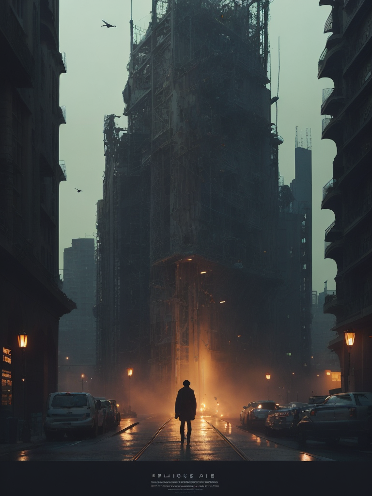 Poster of Industry, humanization, poster, flat illustration style