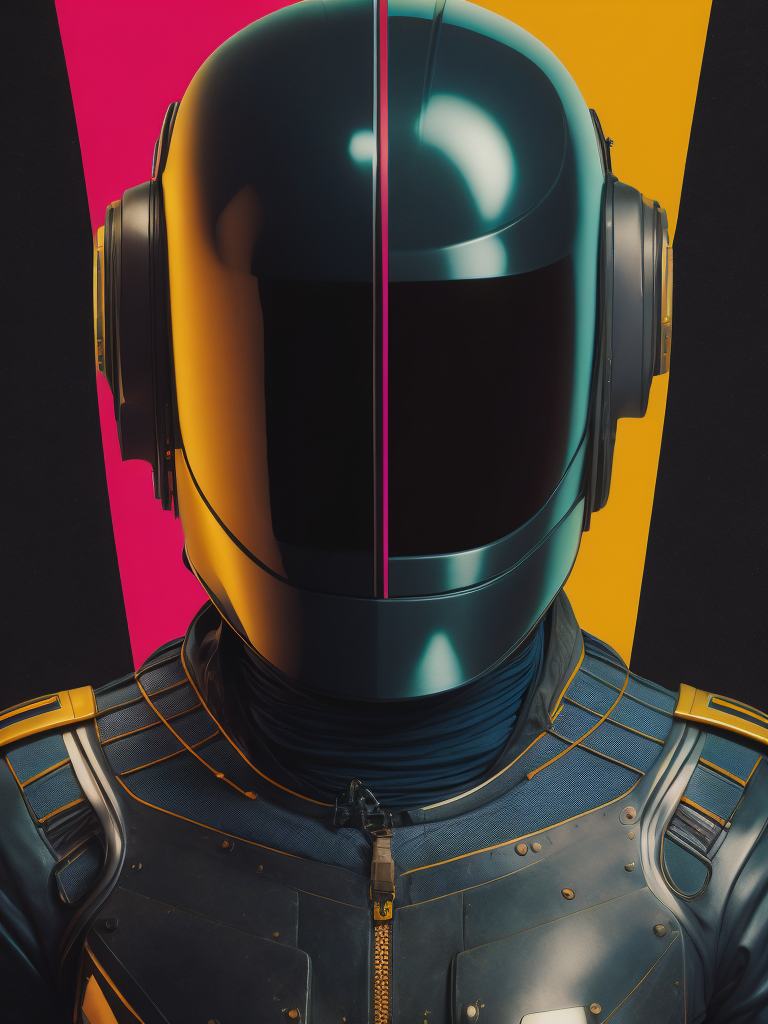 Portrait of daft punk, ultra realism, super detailed, neon colors, magazine cover, professional shot, magazine photography, bright saturated colors, sharp focus, highly detailed