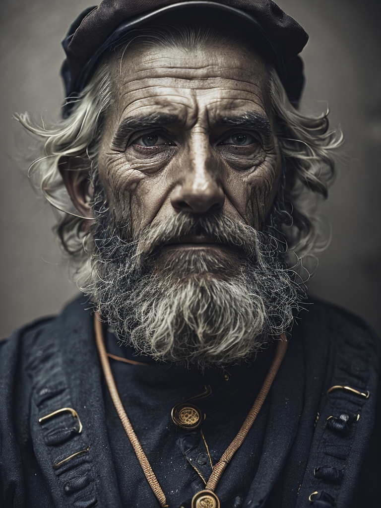 a wet plate photograph of a grizzled old sea captain