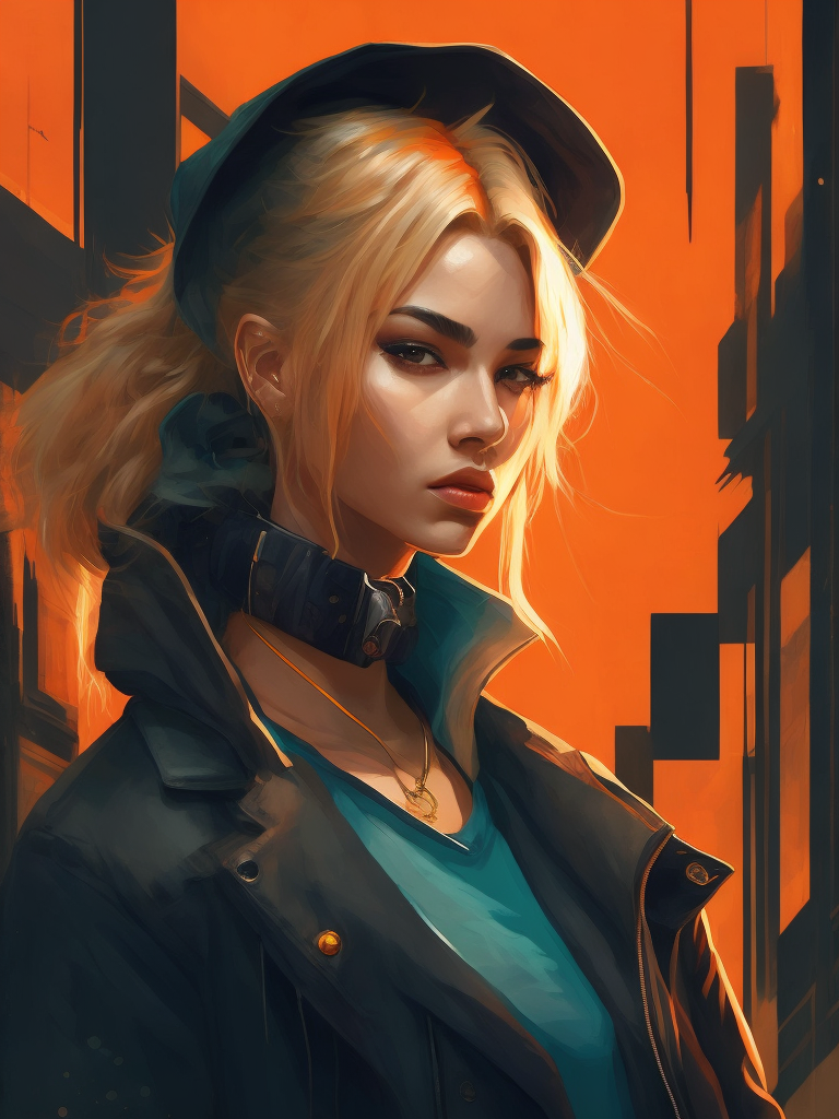 Abstract 1998 european blond hiphop girl by sachin teng x supreme, attractive, stylish, designer, green, asymmetrical, geometric shapes, graffiti, street art