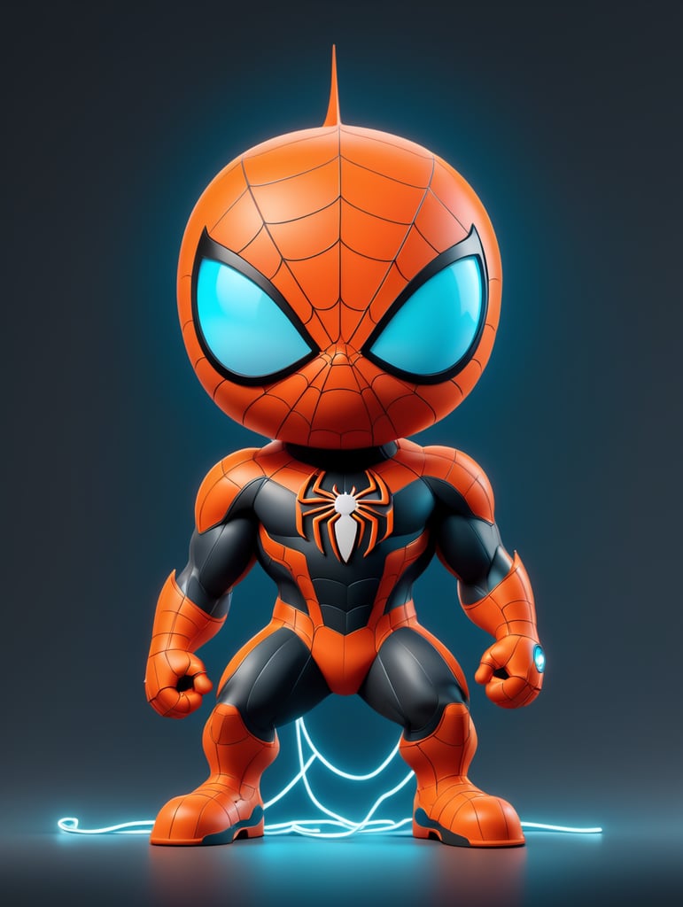 Spider man in an orange neon design, in the style of dark gray and dark cyan, rtx on, automatism, electric color