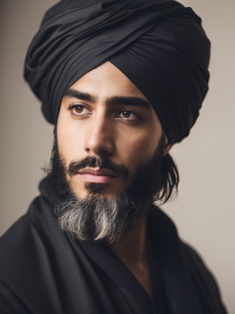 a man in a black dress and a turban