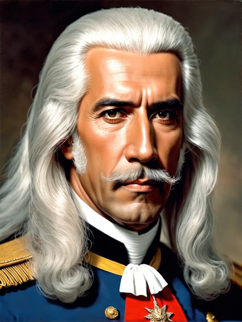 Francisco de Miranda prócer de la independencia de Venezuela, con su cabello largo y de color blanco