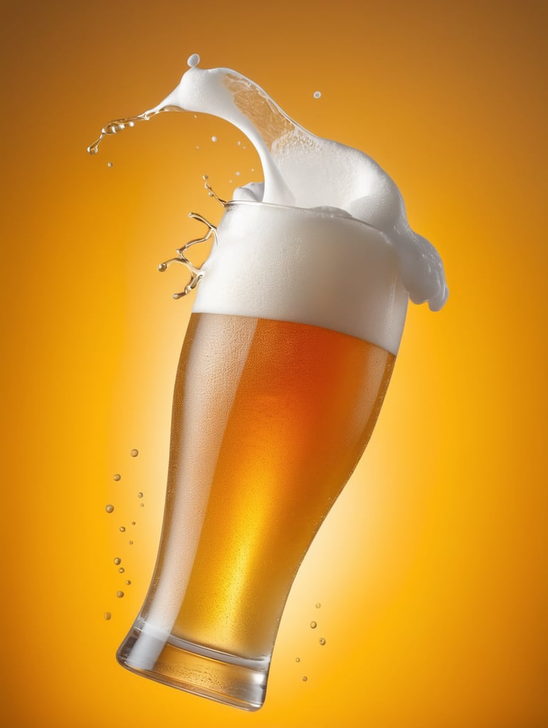 professional photo of a beer glass, Beer foam coming out of a glass