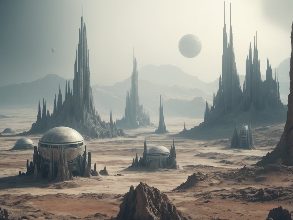 An abandoned alien city on a planet with no atmosphere.