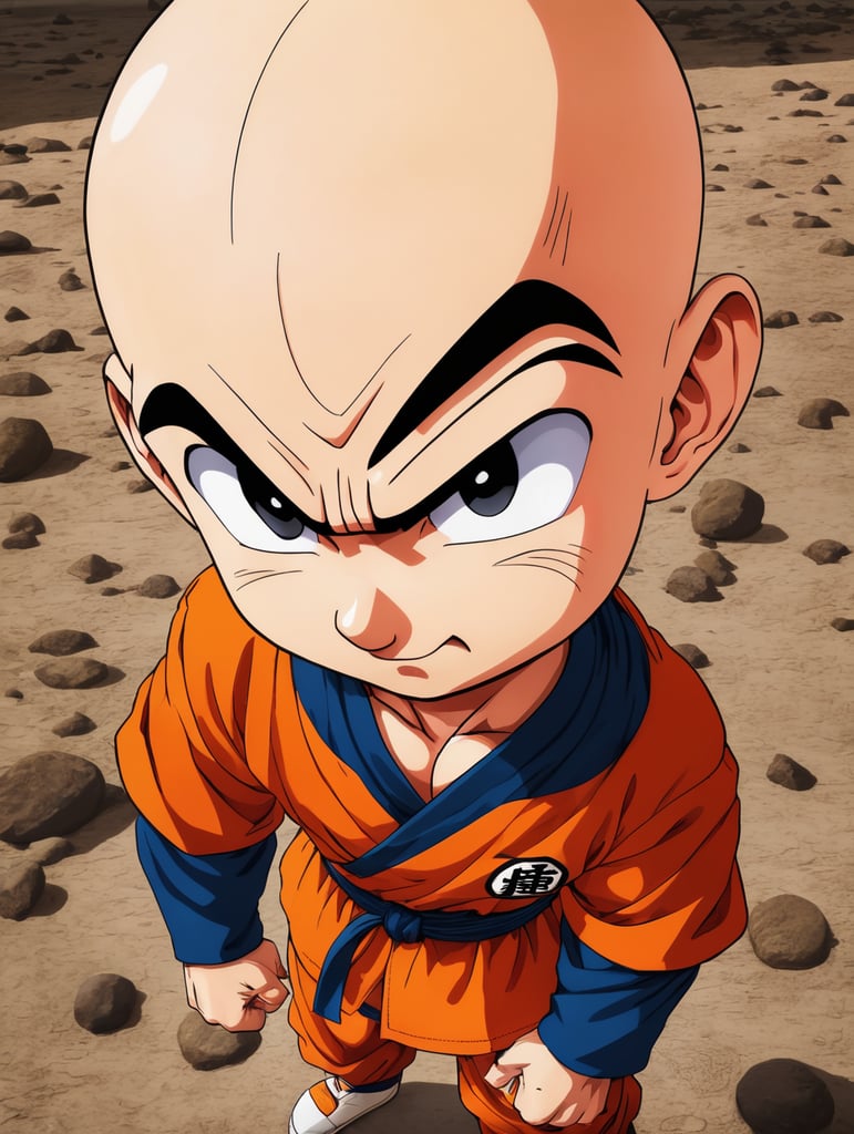 Krillin is a bald martial artist and one of Goku's best friends and classmates, Dragon Ball