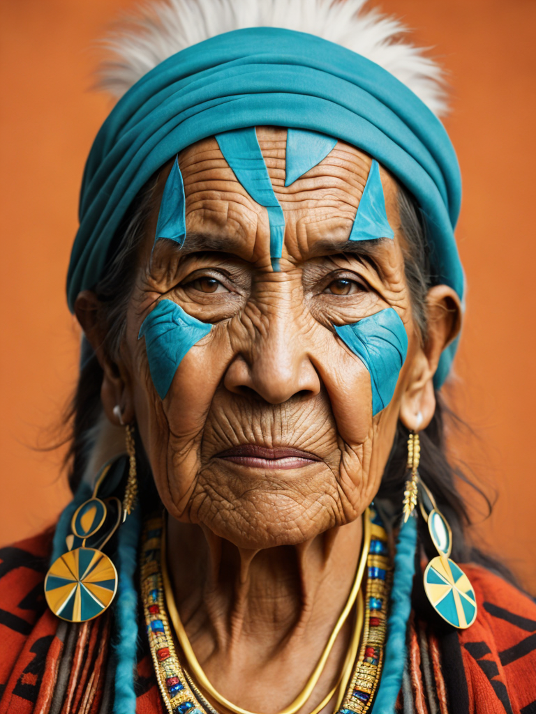 native american old woman in national dress