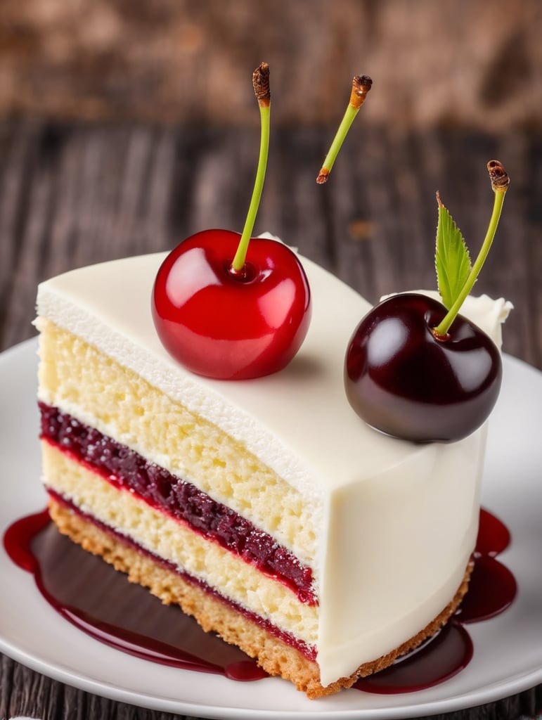 fine cake with one cherry