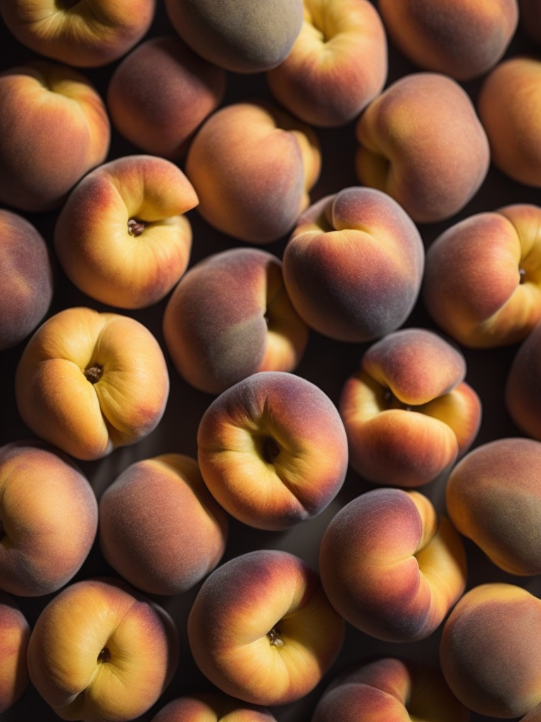 Peaches pattern with green leaves, detailed Peaches, macro photo