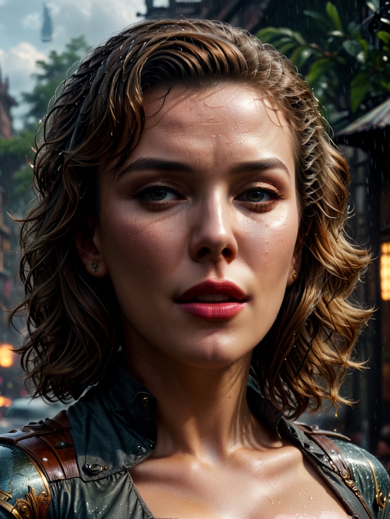 "beautifully demure Marilyn Monroe outside in the rain, pale skin, eyes wide open, shoulder length hair, brown eyes, alluring, revealing, blushing. Intricate details, HDR, beautifully shot, hyperrealistic, sharp focus, 64 megapixels, perfect composition, high contrast, cinematic, atmospheric, mid shot, photorealistic" "head and shoulders portrait, 8k resolution concept art portrait by Greg Rutkowski, Artgerm, WLOP, Alphonse Mucha dynamic lighting hyperdetailed intricately detailed Splash art trending on Artstation triadic colors Unreal Engine 5 volumetric lighting, steampunk engine"