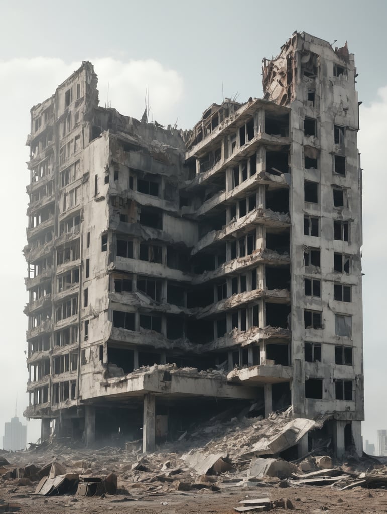 Premium Free ai Images | partially collapsed skyscraper post apocalypse ...
