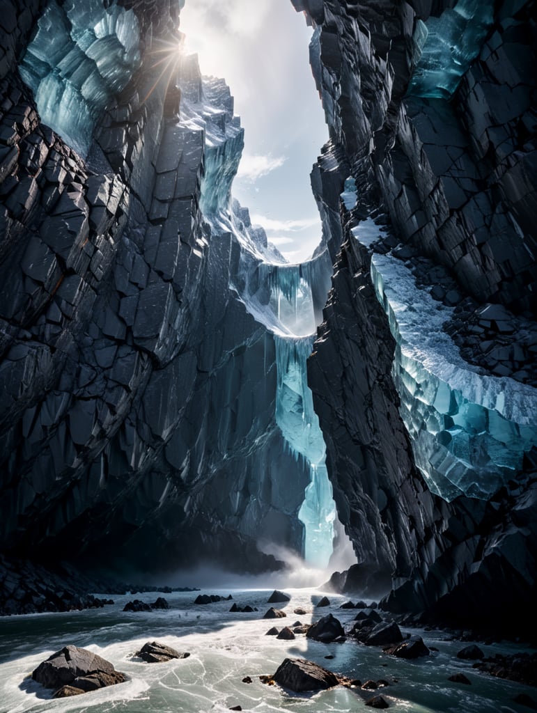 Behind the ice wall, Antarctica, ice belt, parallel world behind the wall