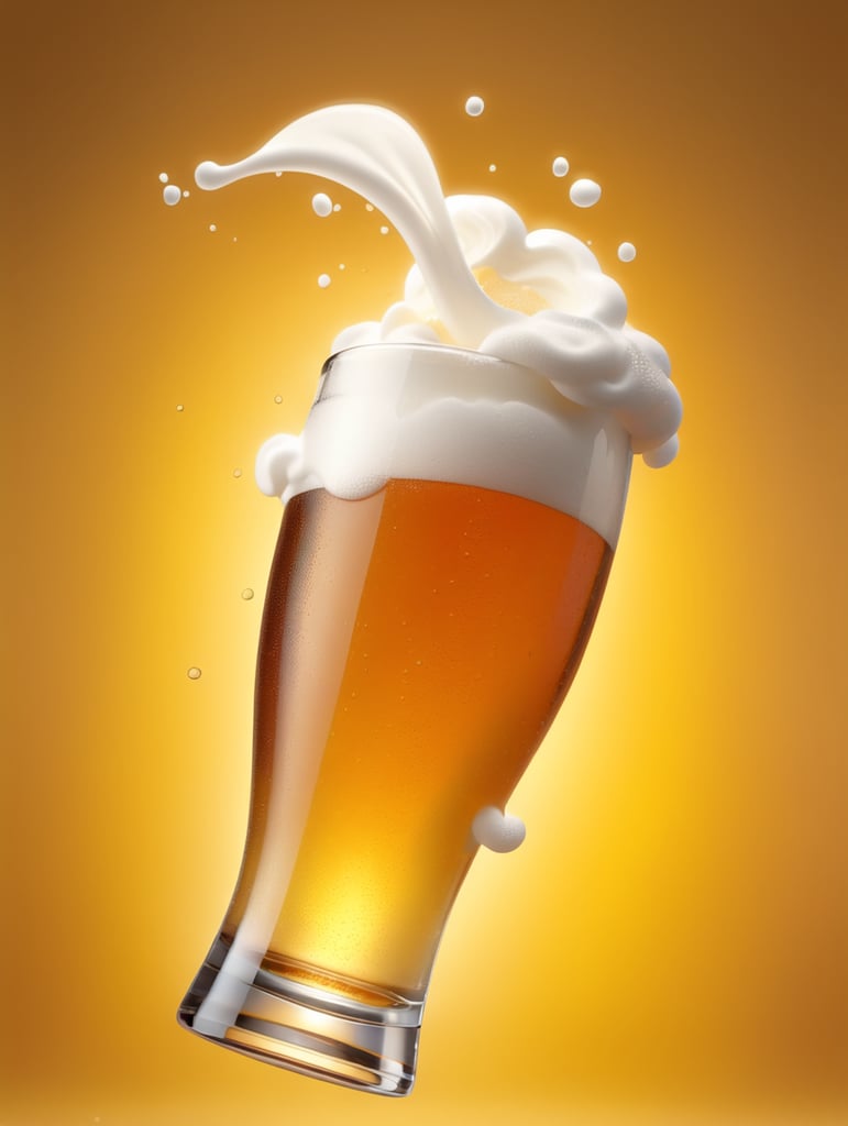 professional photo of a beer glass, Beer foam coming out of a glass