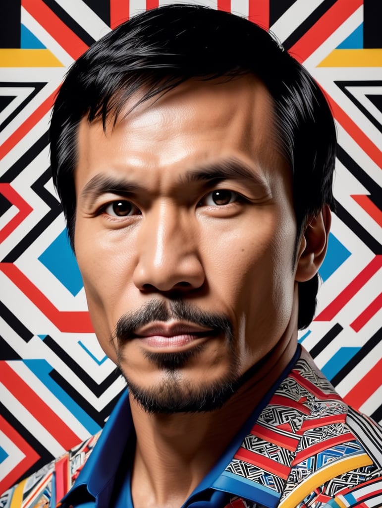 Manny Pacquiao, Illustration, Painting, Visual, Arts, Pattern, Philippines, style of Camille Walala
