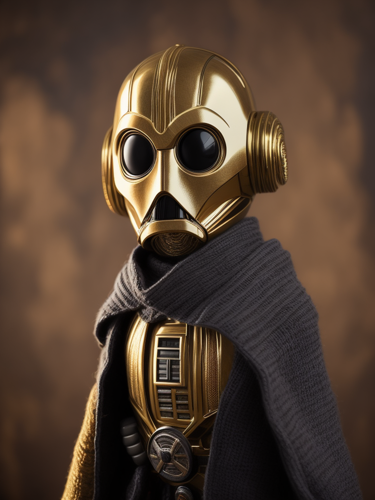 c3po knitted toy star wars jedi toy crafts handmade yarn art character unique