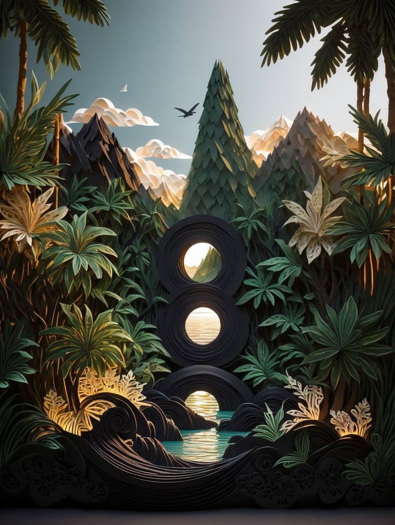 007 James Bond Logo futuristic tropical landscape