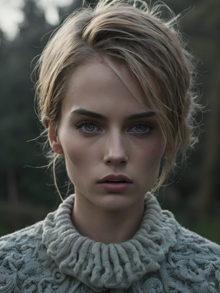 White woolen knited woman sweater