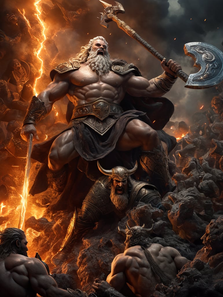 zeus the god of thunder slaying hades in hell