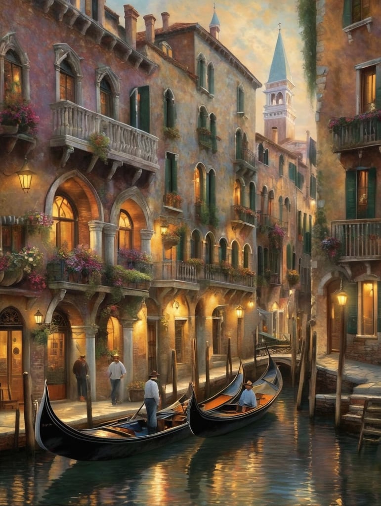 Venice folk art jigsaw Thomas kinkade style