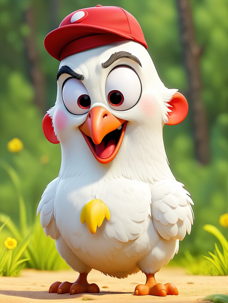 chicken with red hat