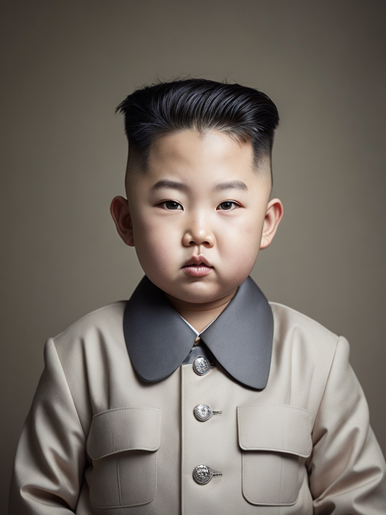 portrait of Kim Jong Un as a kid, happy