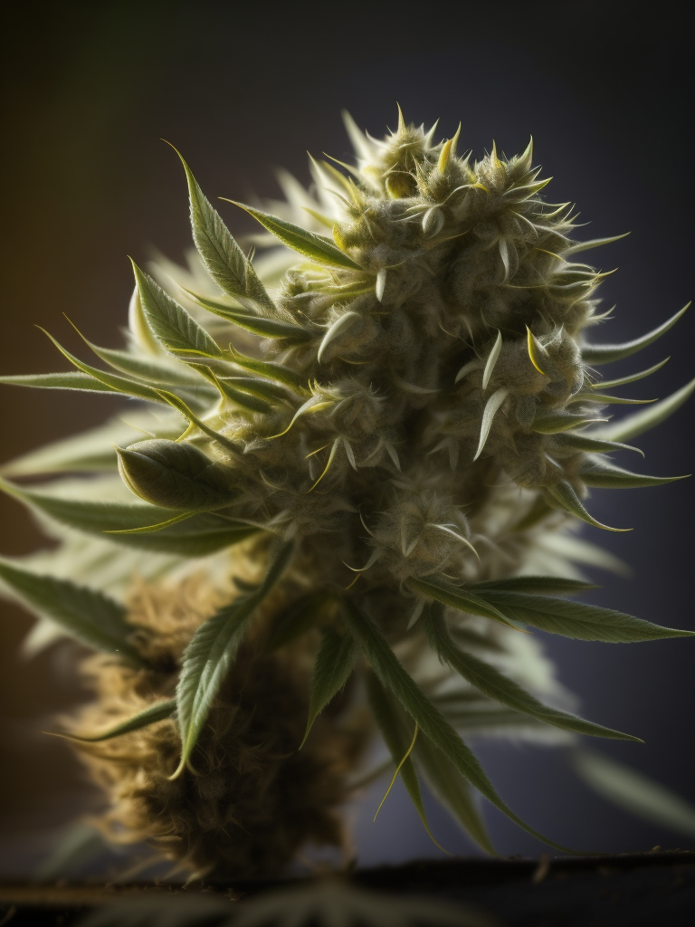 A macro photo of a cannabis flower, macro photography, close-up, high-quality details, deep focus, professional shot