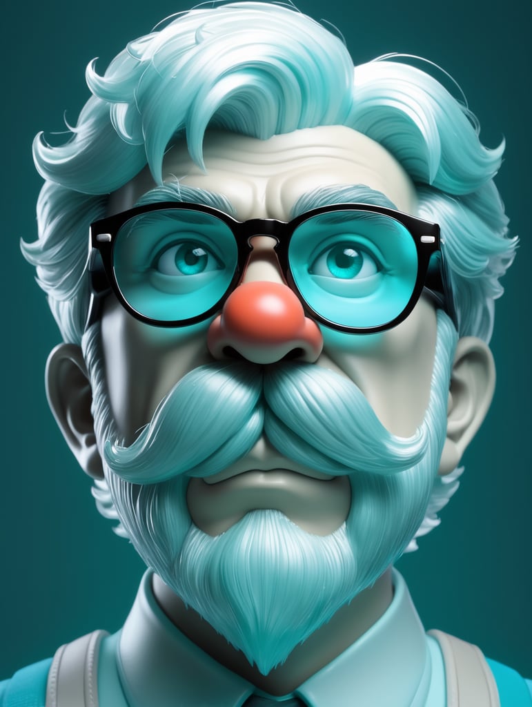 an image of mario bros in glasses, in the style of light silver and light aquamarine, infrared, toycore, yanjun cheng, translucent color, detailed perfection, ary scheffer