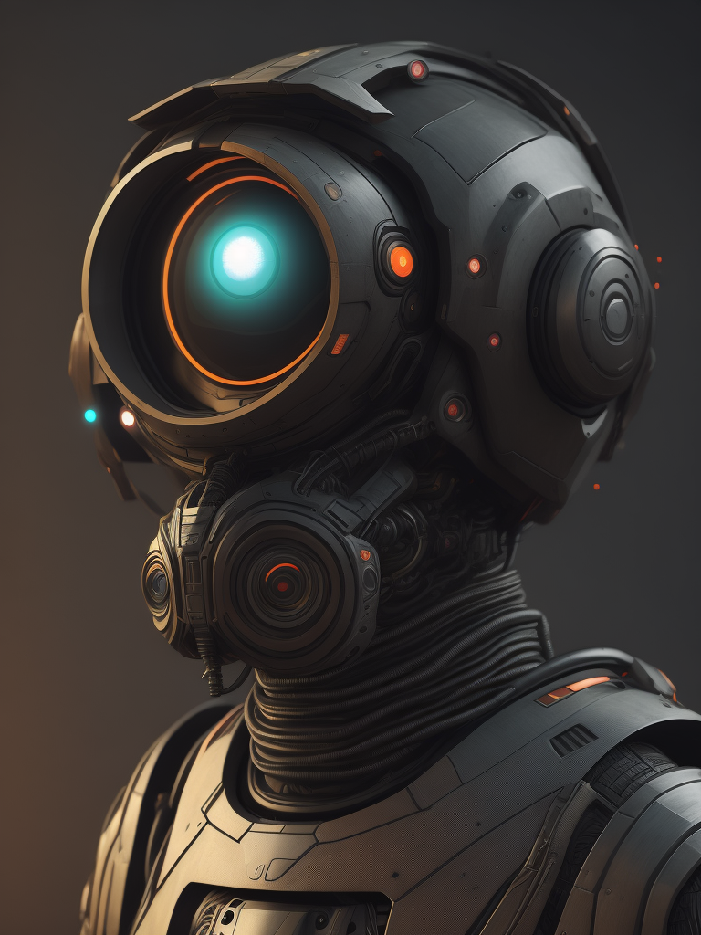 a robot, a cyborg, hard surface, SciFi.
