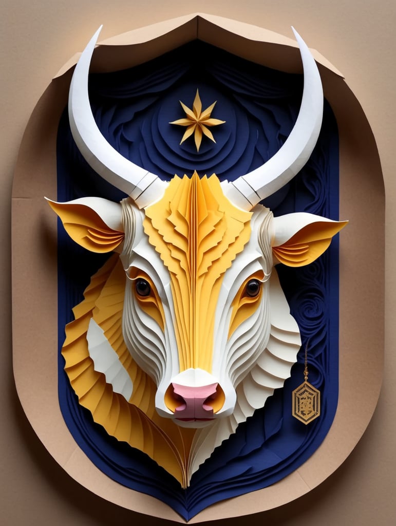 BULL's head like an AE Waite tarot card