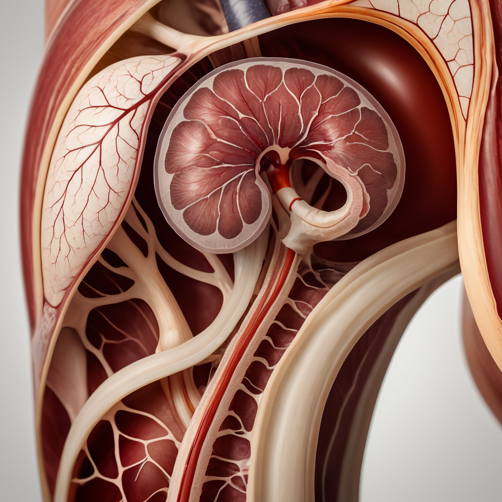 human kidney and bladder anatomy, detailed , octane, blank background , anatomy,