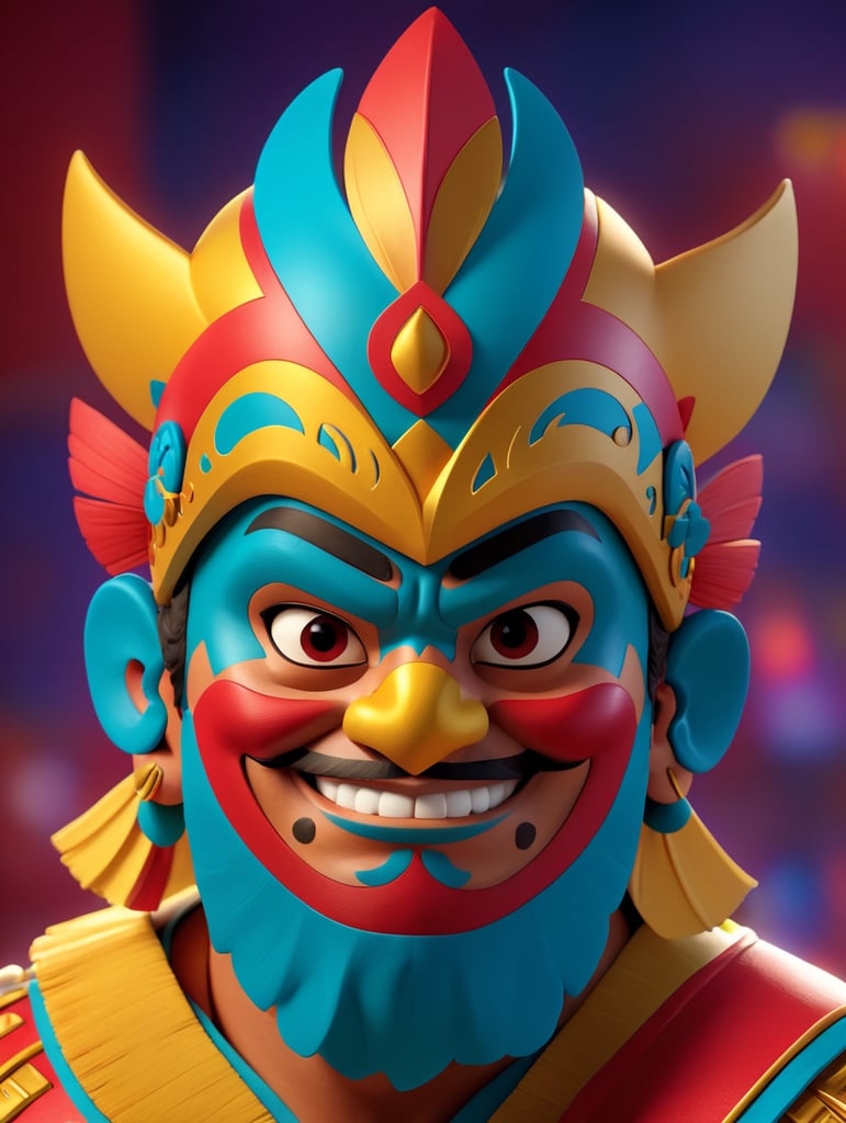 Portrait of a masked mexican wrestler, Vivid saturated colors, Contrast color, studio photo, professional photo, Rich colors, Detailed image, use dark theme, in a style of super hero that is called Captain Oneinfinite