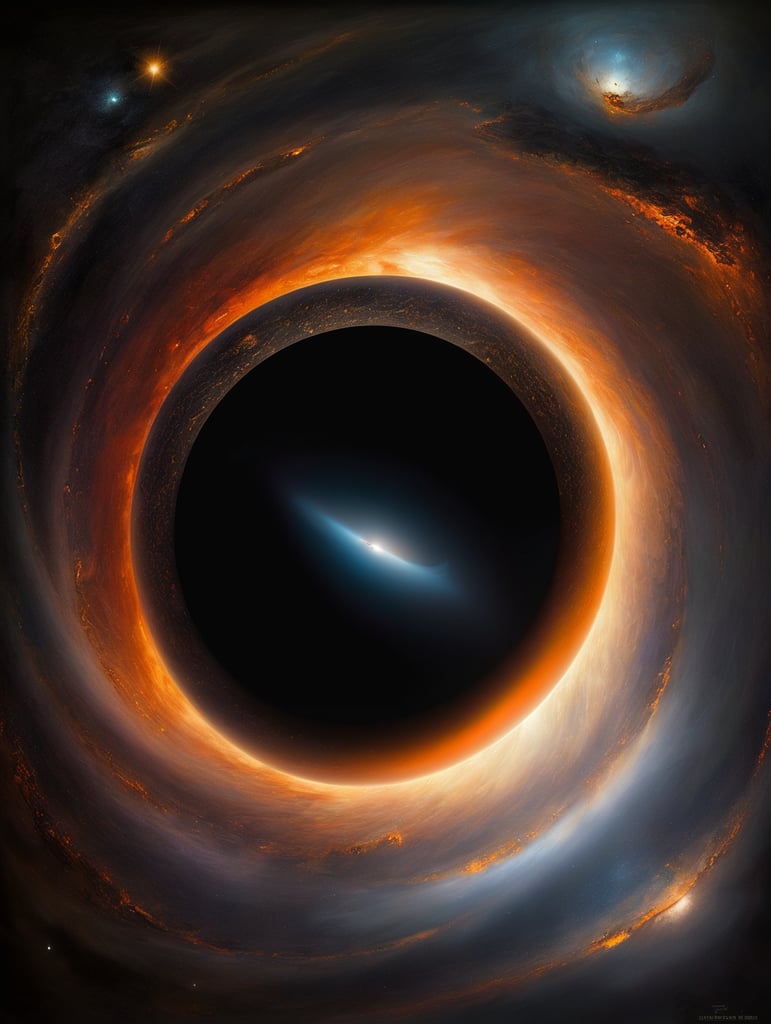 A masterpiece portrait by Rembrandt Van Rijn of a beautiful black hole in the univerce