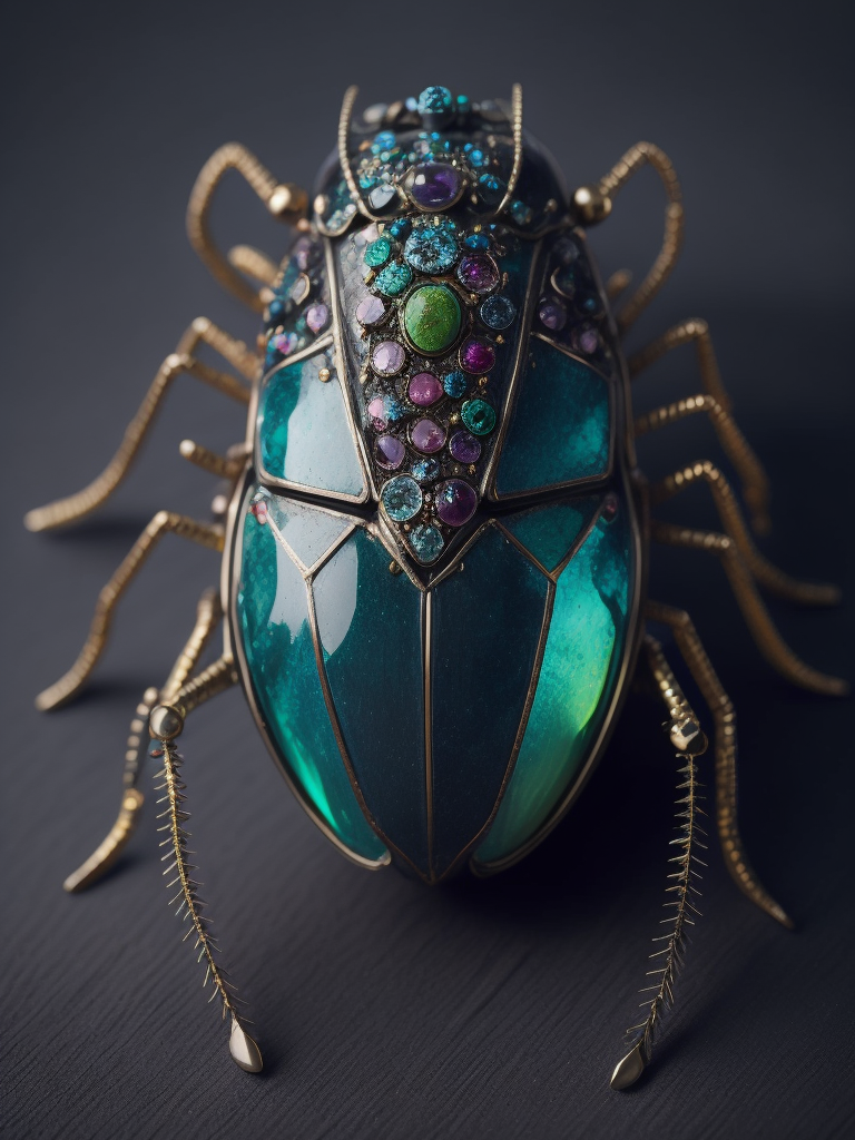 Beetle brooch made from various gems