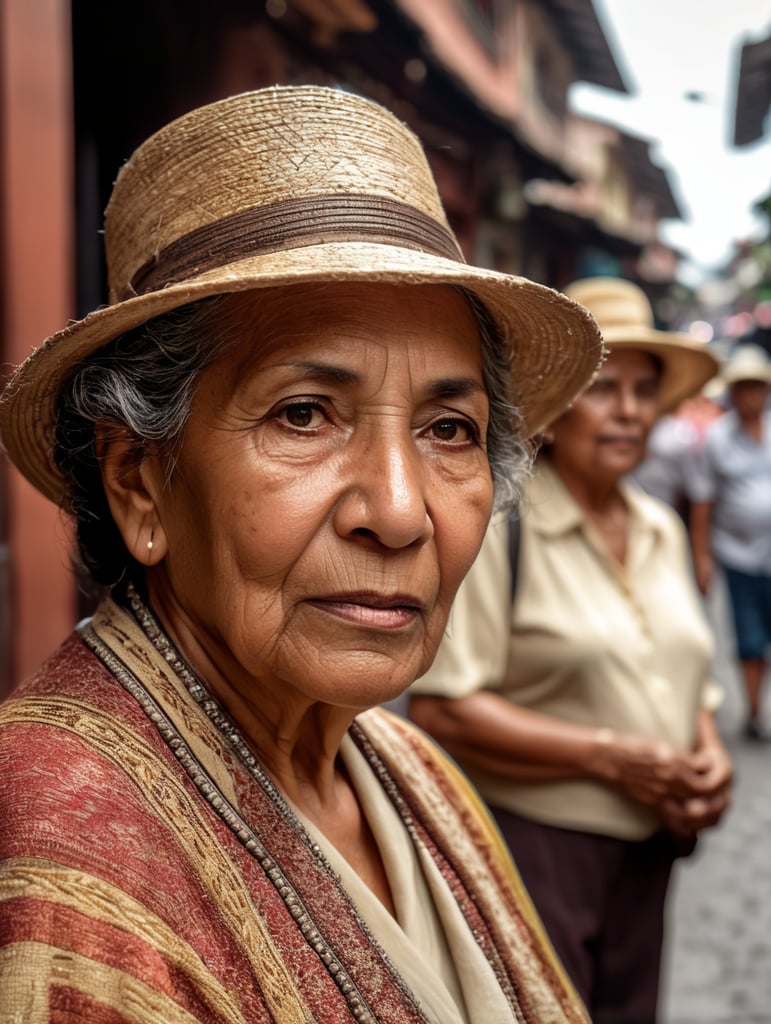 old colombian womans on the street talking of envigado, photoreal: 1.4, lifelike,highly detailed CG unified 8K backgrounds,looking at the viewer, (HQ skin:1.4), 8k uhd, dslr, soft lighting, high quality, film grain, Fujifilm XT3