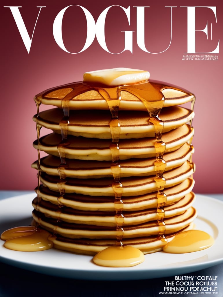 A stack of pancakes on the cover of Vogue