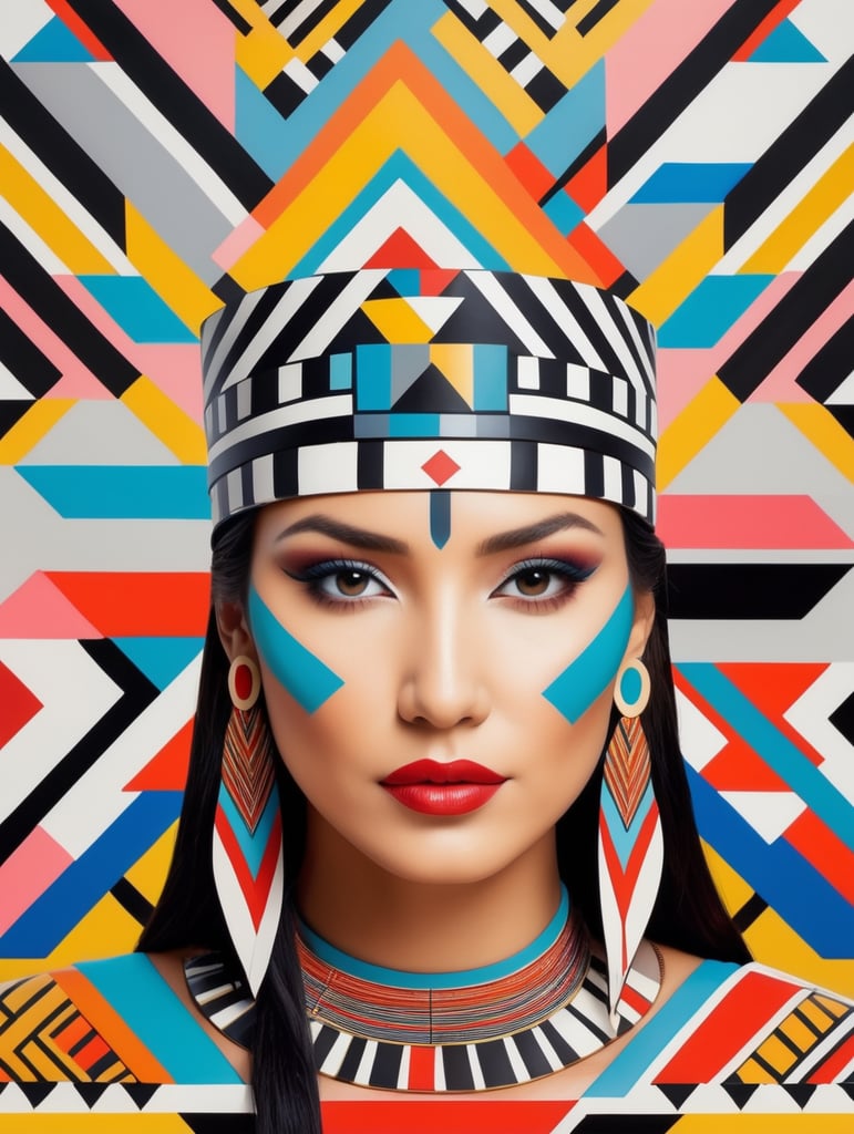 Pocahontas, Illustration, Painting, Visual, Arts, Pattern, France, style of Camille Walala