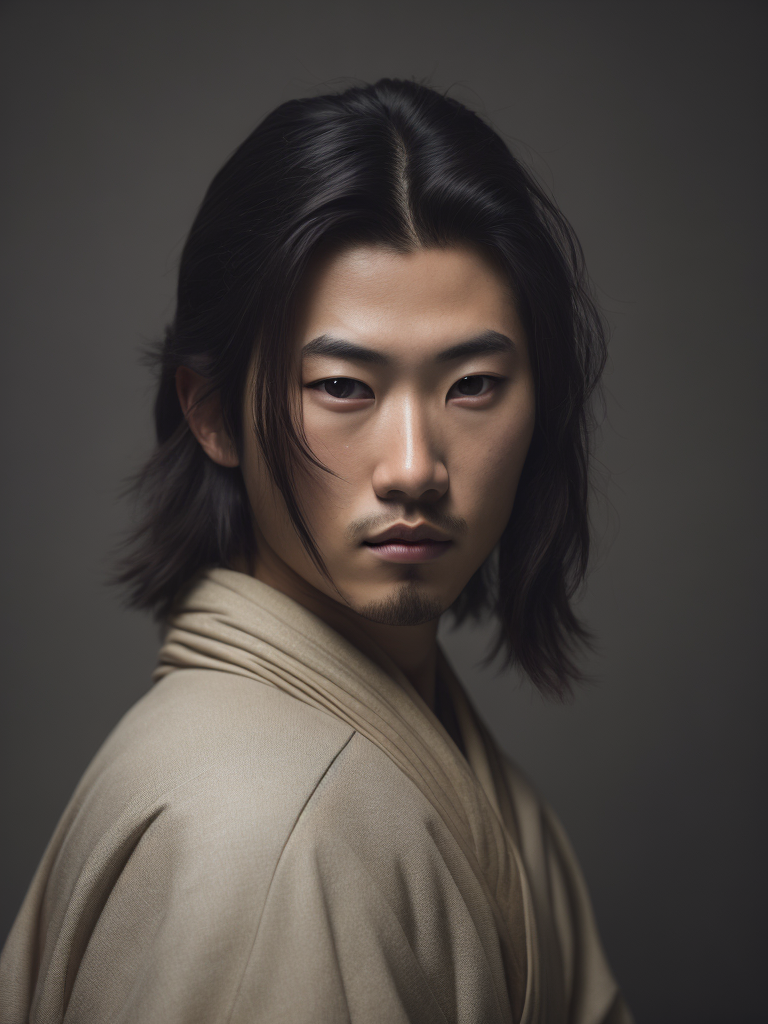 samurai portrait, mirror, no face