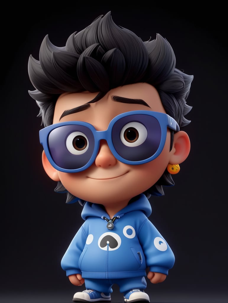 cartoon character with black sunglasses, cartoon, isolated, black background