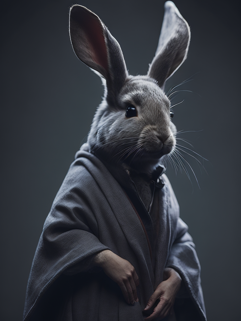 A rabbit in a chinese coat