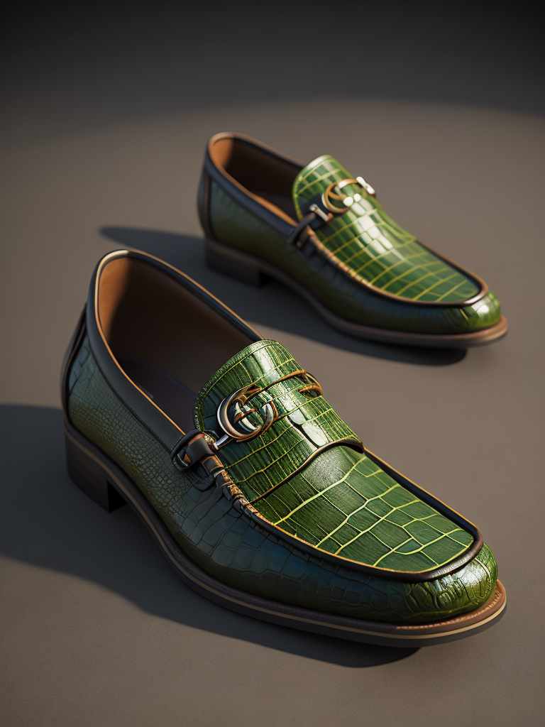 Super realistic gucci mexican gator skin shoe 3d octane render