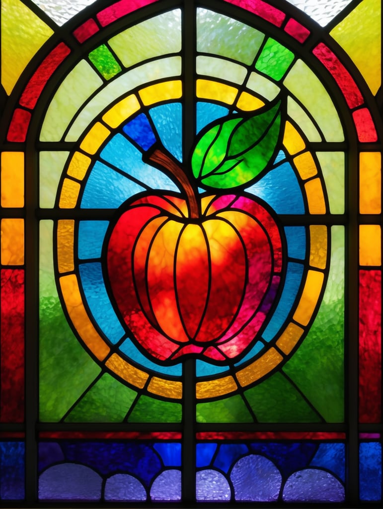 Colorful stained window apple