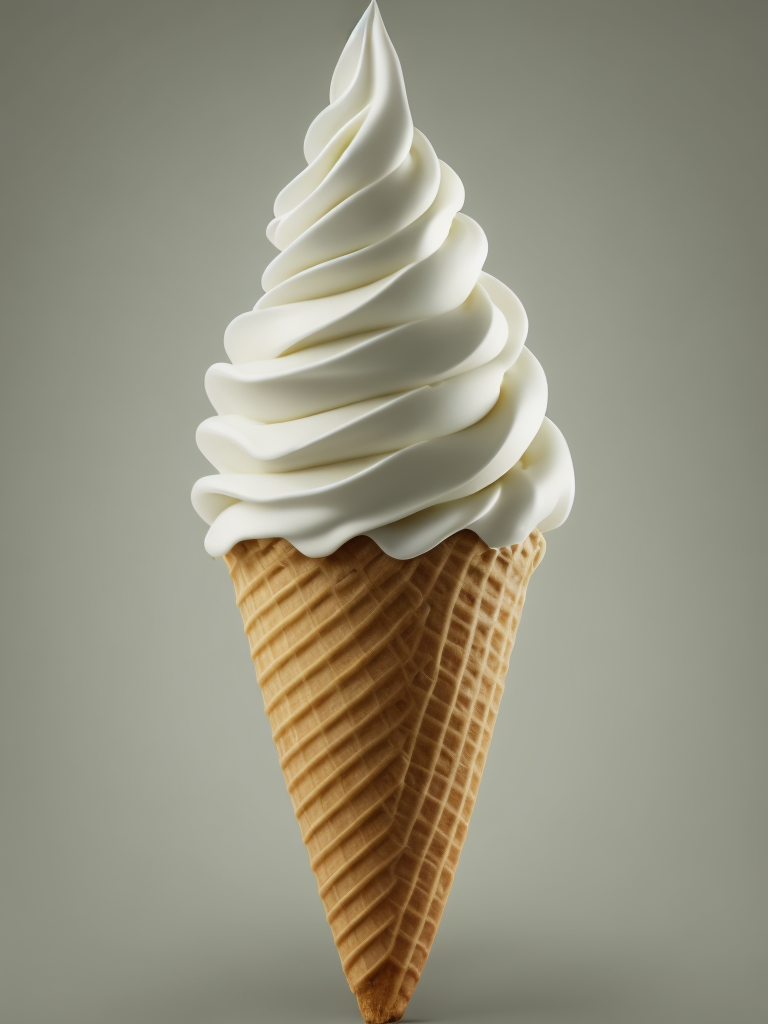 white ice cream cone on white background desaturated background, solid cone