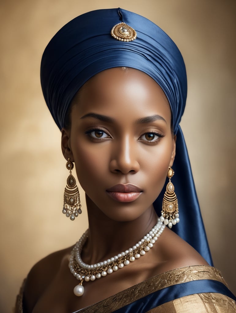 A beautiful African princess with a pearl earring by Johannes Vermeer