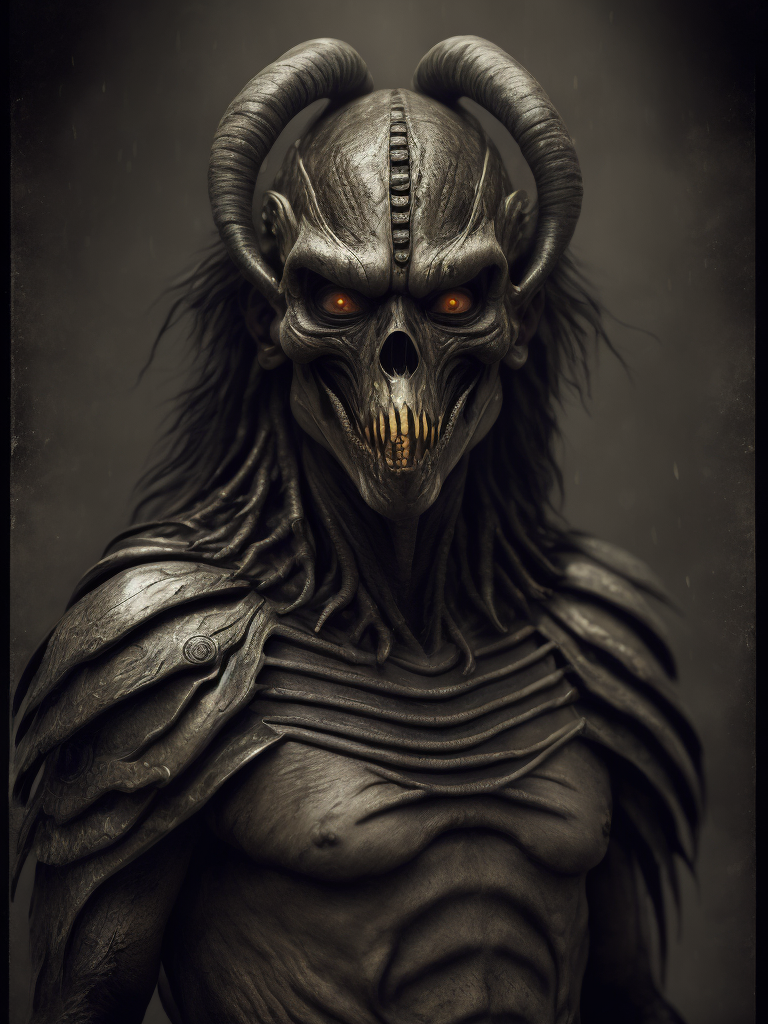 hyper realistic of a zombie xenomorph warrior, character, wet plate collodion, sharp, high detail, Mathew Brady, portrait, in the style of stefan gesell and emil melmoth and hr giger and klimt